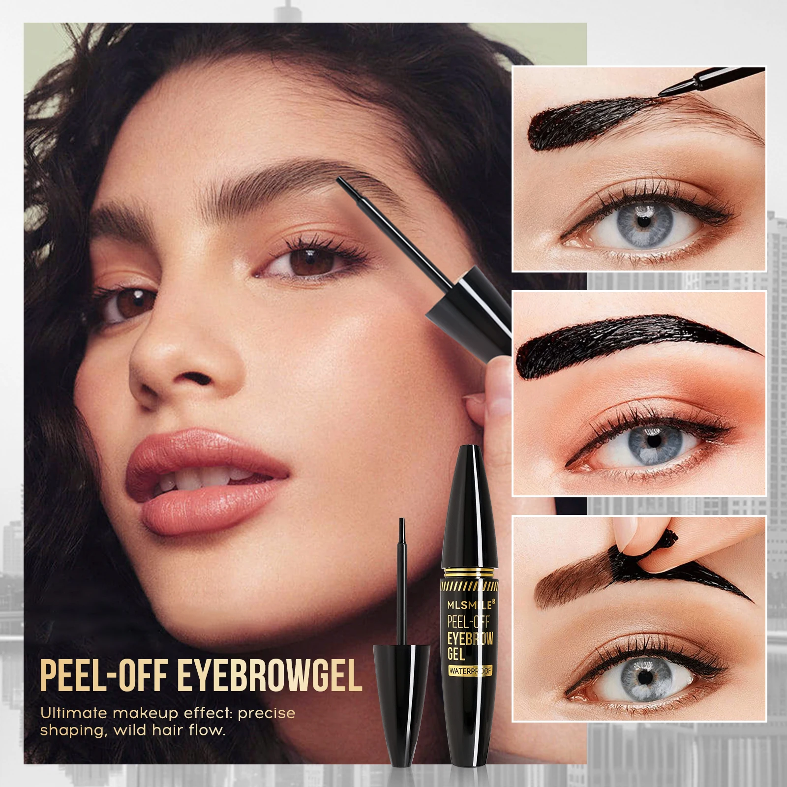 MLSMILE 3 Color Peel-Off Brow Gel, Long-Lasting Non-Fading, Waterproof, Odor-Free, 2025 New Cosmetics