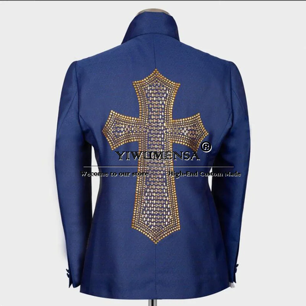 

Изысканные мужские костюмы с бриллиантами и бисером на заказ, двубортный пиджак, брюки, комплект из 2 предметов, смокинг жениха, мужская повседневная одежда