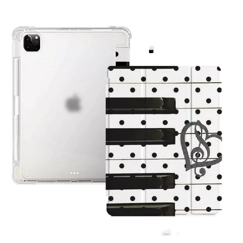 Black Piano Keys Love Note CFor iPad Pro Air 13 11 M5 M4 M3 M2 2 1 11th A16 12.9