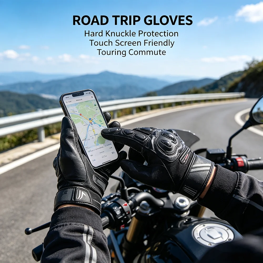 Unisex Breathable Motorcycle Carbon fiber Gloves Motowolf Genuine Leather Touchscreen Off-Road Glove Shockproof & Summer Items