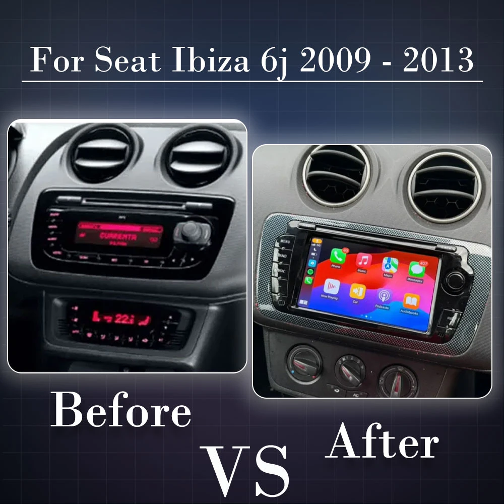 Wireless CarPlay Android Auto Car Radio For Seat Ibiza 6j 2009 - 2013 4G WiFi Multimedia GPS Navigation Head Unit Stereo No 2Din