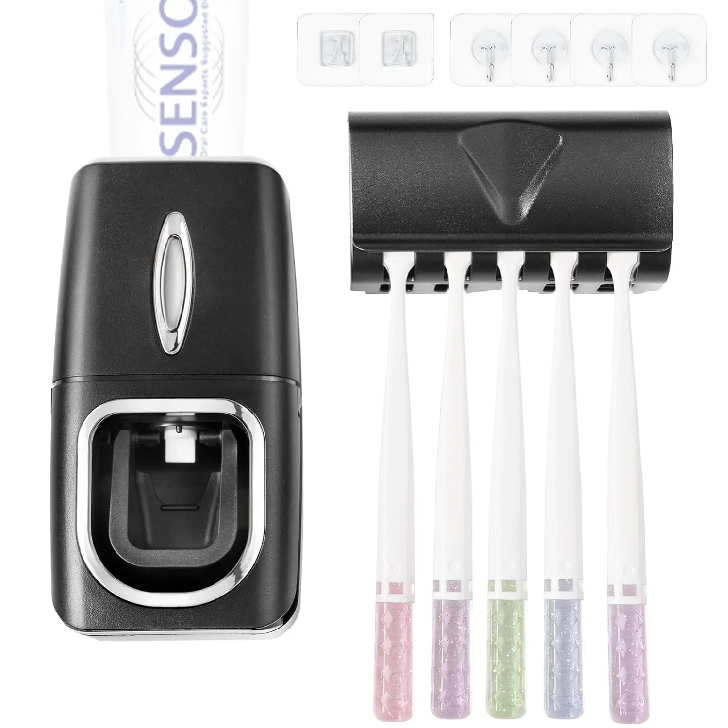 

Toothbrush Holder and Toothpaste Dispenser Set, Automatic Toothpaste Squeezer Dispenser, Dispenser Toothpaste Squeezer Kit, Wall