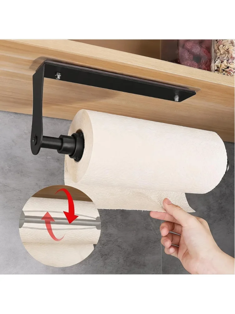Magnetyczny uchwyt na ręczniki papierowe o długości 30 cm, wyposażony w system amortyzacji, wykonany z aluminium, montowany bez wiercenia, z mocnym magnesem, idealny do lodówki, piekarnika, kuchni, — 2