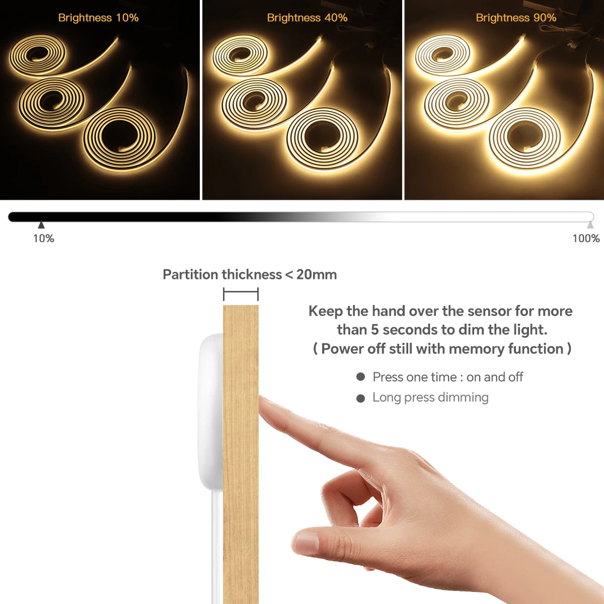 Wood Grain Grille Slat Wall Panel Lights Pure Silicone Tube Neon COB LED Strip Self-Adhesive for Home Under Cabinet LED Tape 24V