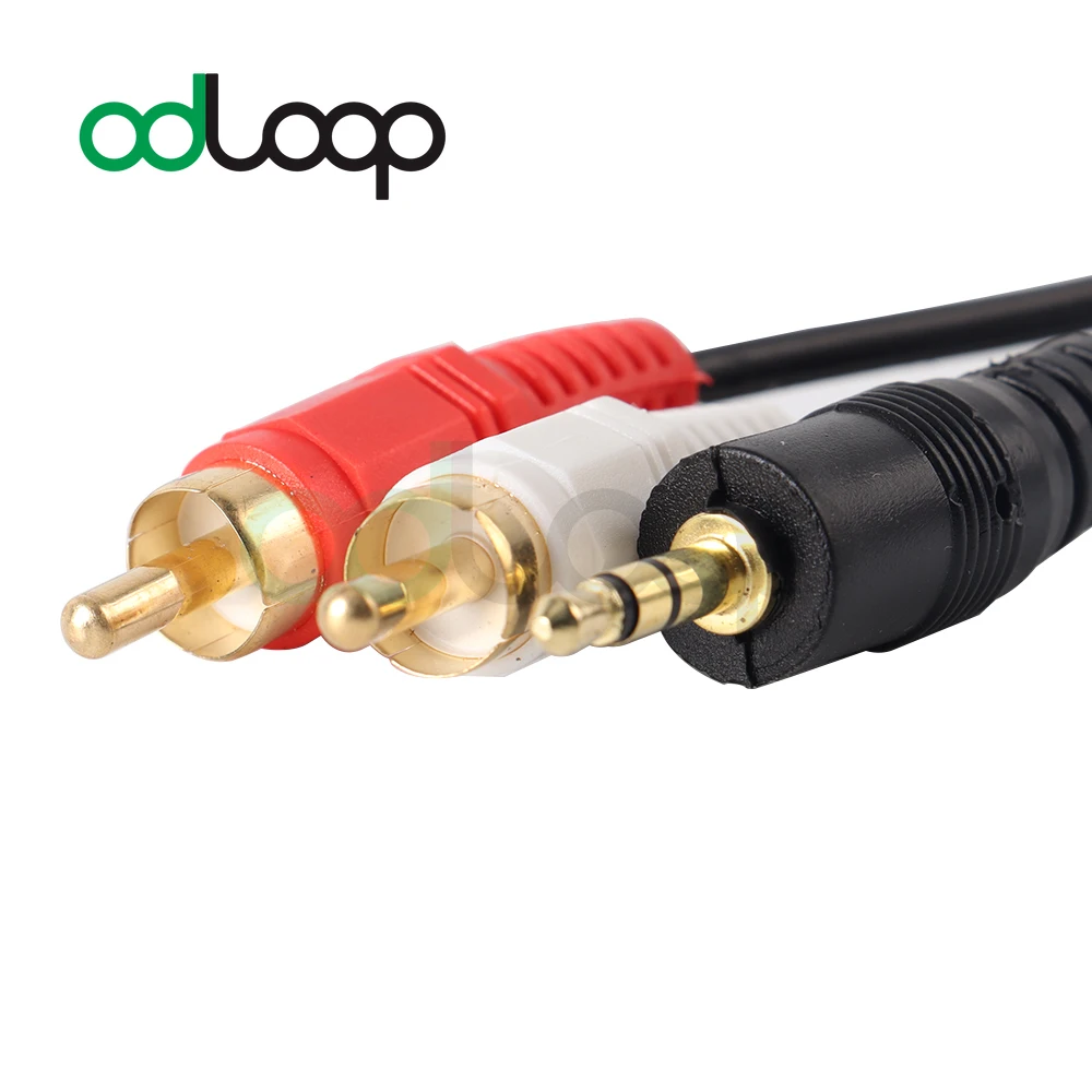 ODLOOP 1.4m Video AV Adapter Cable 3.5mm Male to 2 Male RCA Gold Plated for TV DVD Video Game Console Set Top Box Tablet