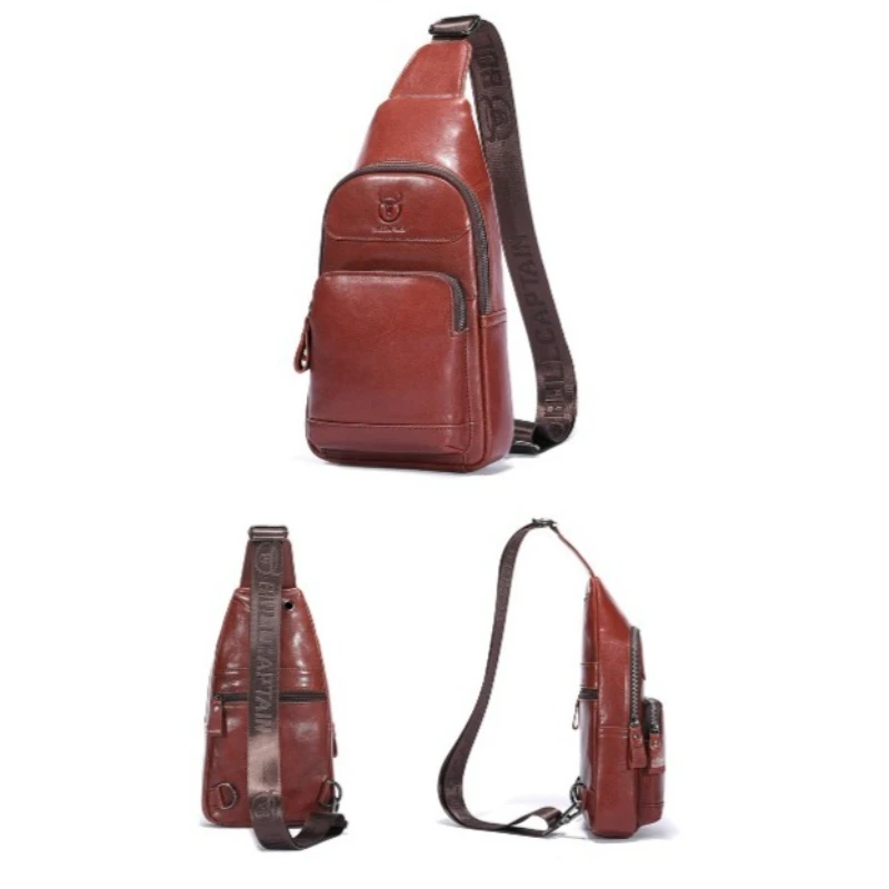 

Large Capacity Men's Leather Chest Bag - Durable Sling Backpack with Adjustable Strap & Zipper Compartment for Travel