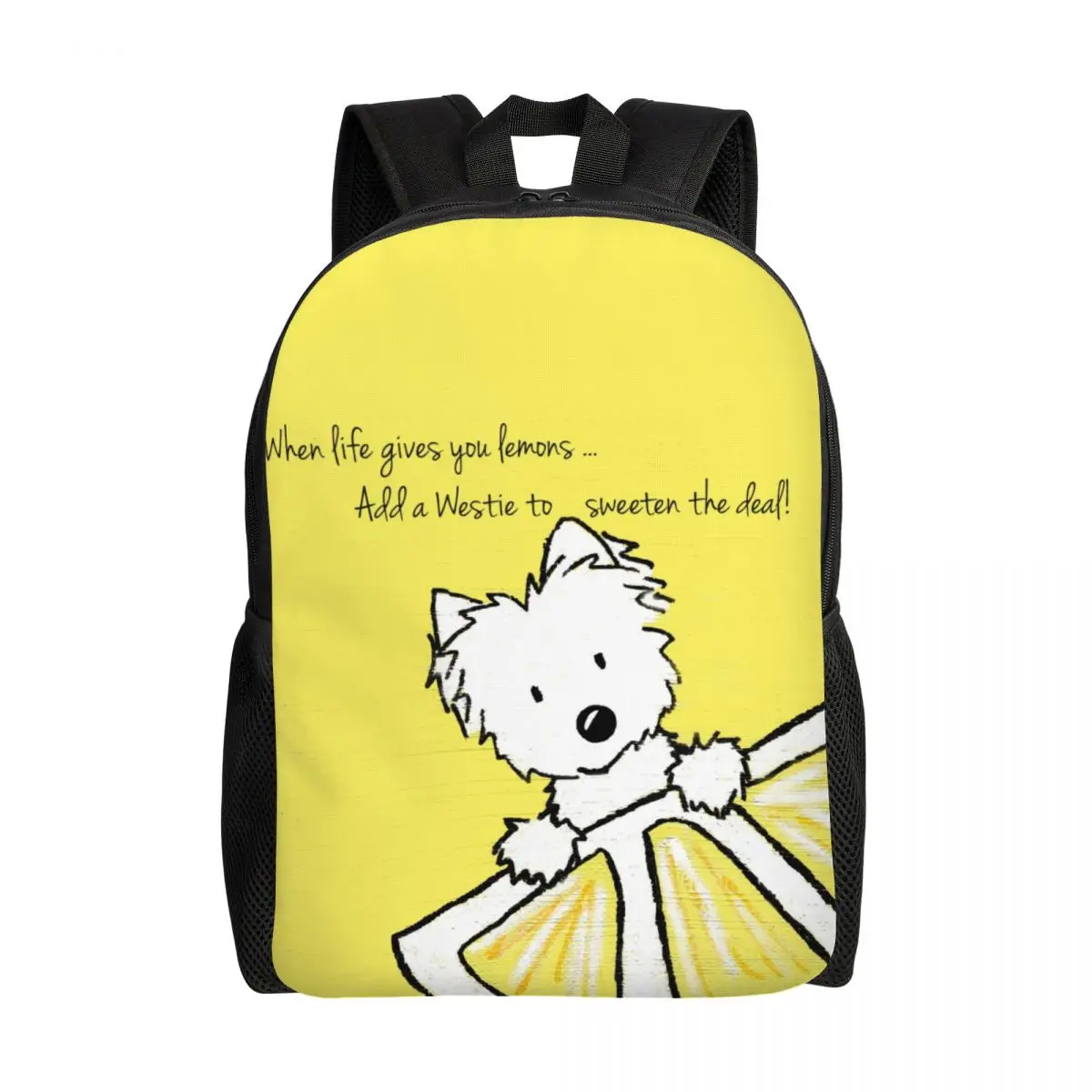 Customized Life Lemons Westie Dog Backpack Women Men Basic Bookbag for School College West Highland White Terrier Bags