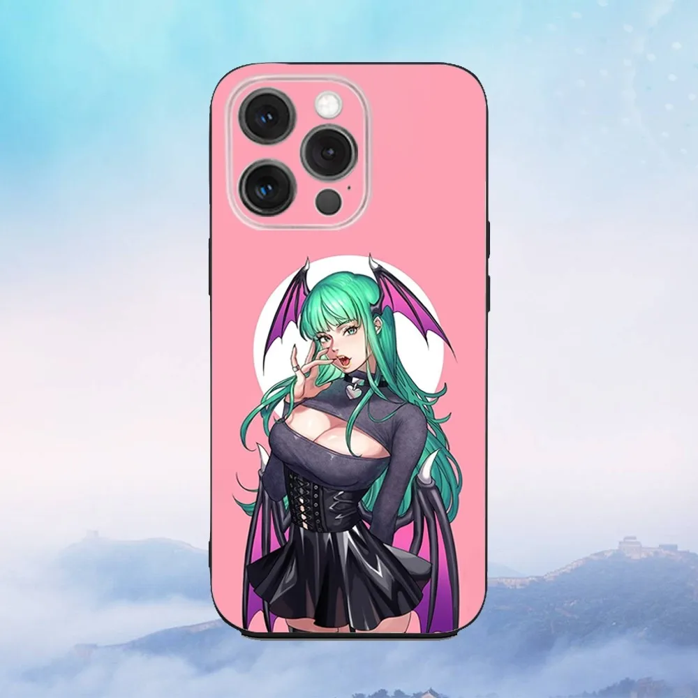 M-Morrigan A-Aensland 전화 케이스 iPhone 16,15,14,13,12,11,Pro,X,XS,Max,XR,Plus,Mini 소프트 블랙 커버