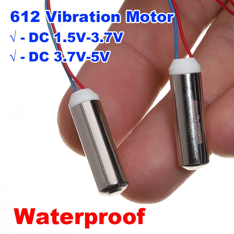 Mini motor de vibração 612 à prova d'água, micro 6*12mm, vibrador dc1.5v 3.7v 5v, vibrador coreless, massageador de brinquedo