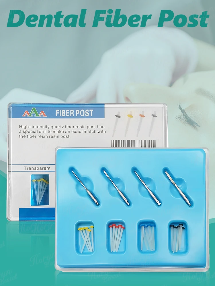 Broches de fibres dentaires, poteaux de restauration dentaire de type mixte, fournitures dentaires pour Canal radiculaire, poteau en fibre conique en spirale/pile droite