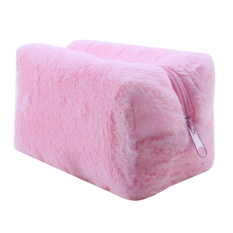 حقائب مكياج من الفرو للنساء، حقيبة تنظيم مستحضرات التجميل الناعمة للسفر، حقيبة مكياج للسيدات الشابات، حقيبة مستحضرات تجميل ضرورية قطعة واحدة من حقائب اليد الصلبة #5