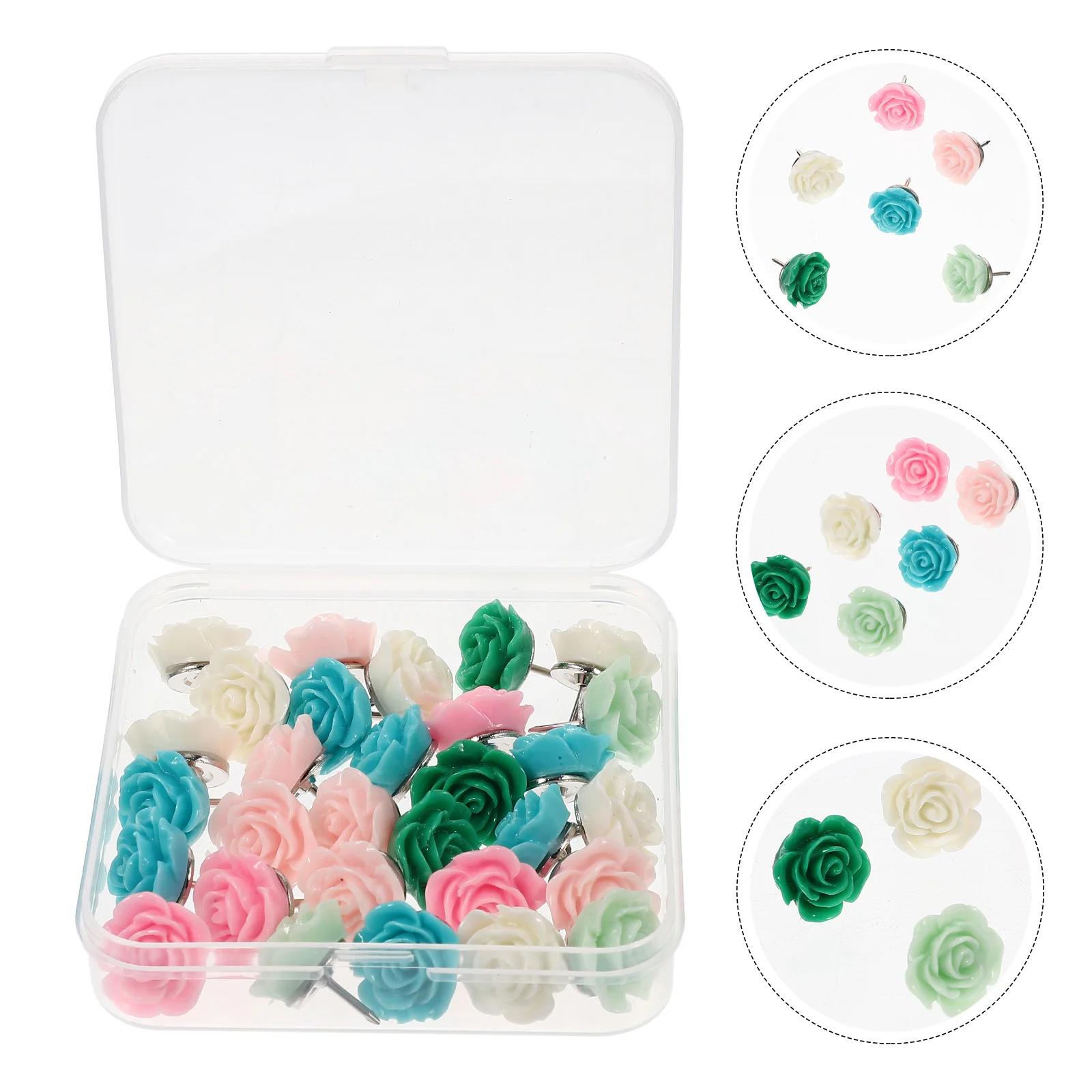 30 Pcs Thumbtack Convenient Pushpins Delicate Thumbtacks Reusable Daily Use Flower Shaped Heart-shaped