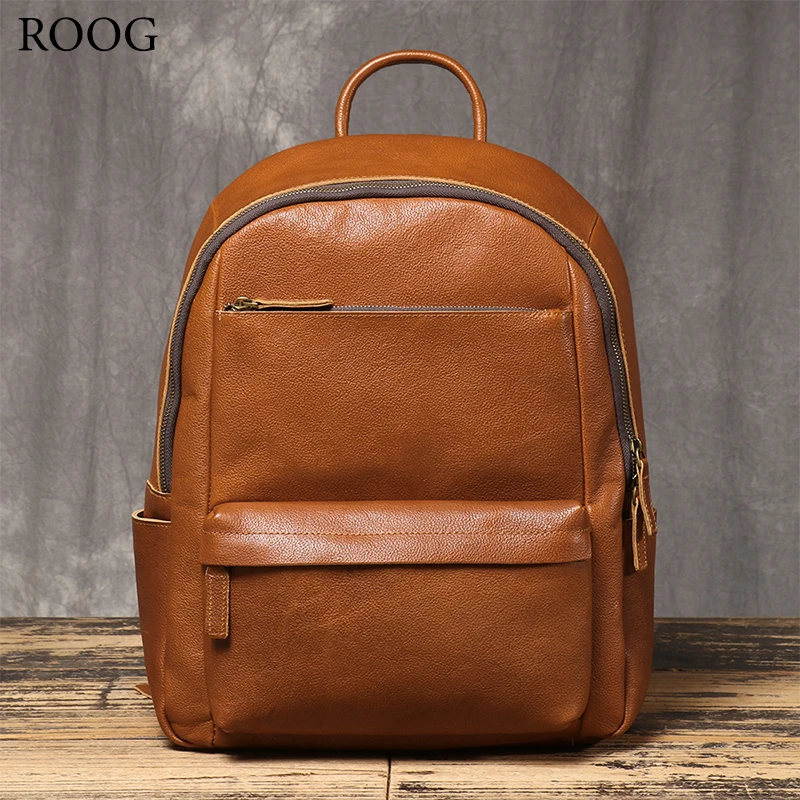 

ROOG Classic Vintage Leather Backpack, A Versatile Large-Capacity School Bag, Perfect For Daily Commutes And Travel