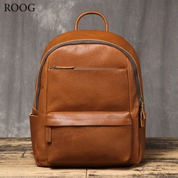 ROOG Classic Vintage Leather Backpack, A Versatile Large-Capacity School Bag, Perfect For Daily Commutes And Travel