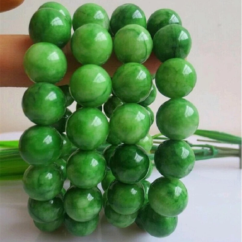 High Quality Natural Original Ecological Jewelry Round Beads Gemstone Bracelet Emerald Jade Jadeite