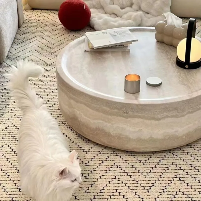 

Coffee table, wabi-sabi travertine combination coffee table