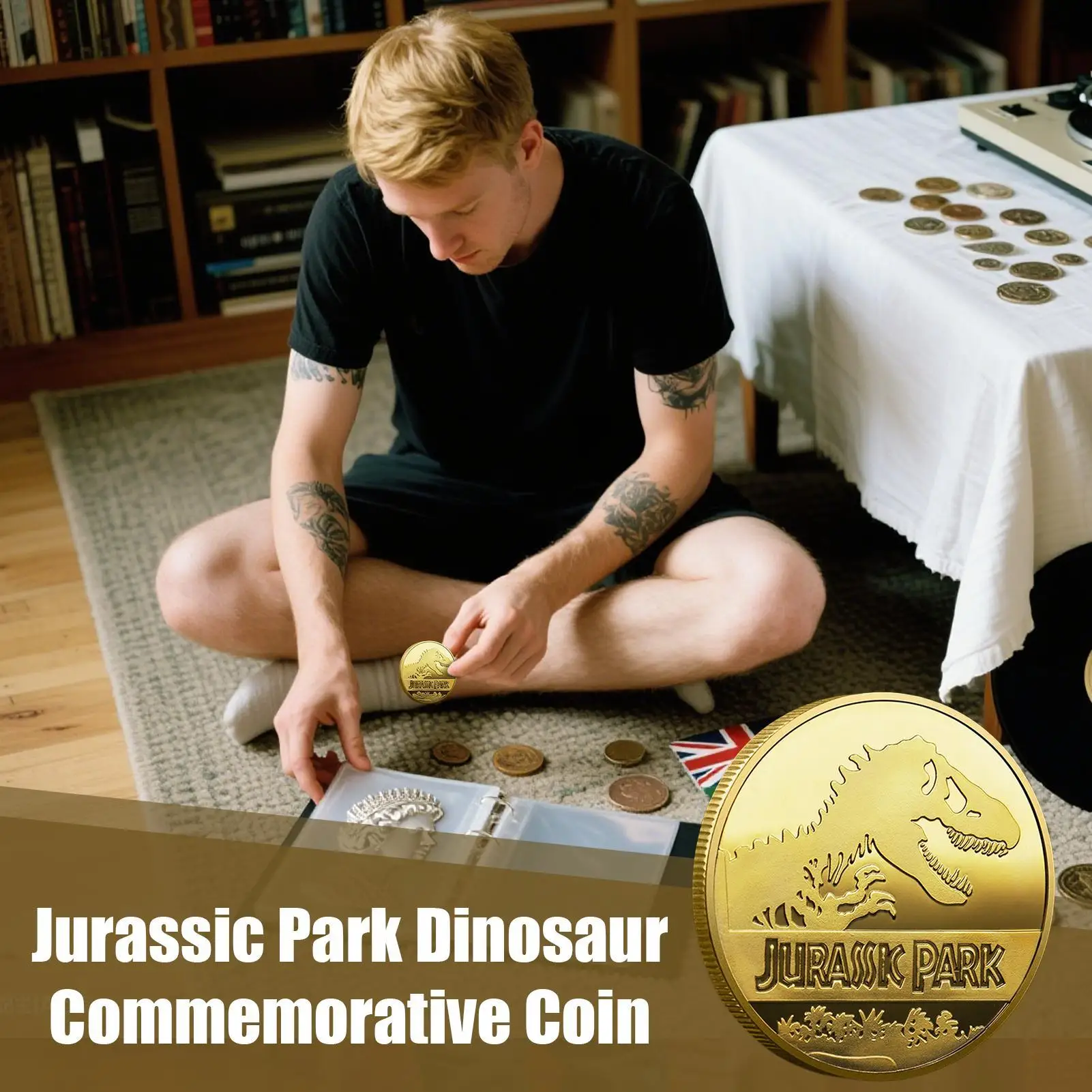 Dinosaur Commemorative Rare Coin Double-Sided Metal Keepsake for Numismatic Hobby Preservation Display Men adults