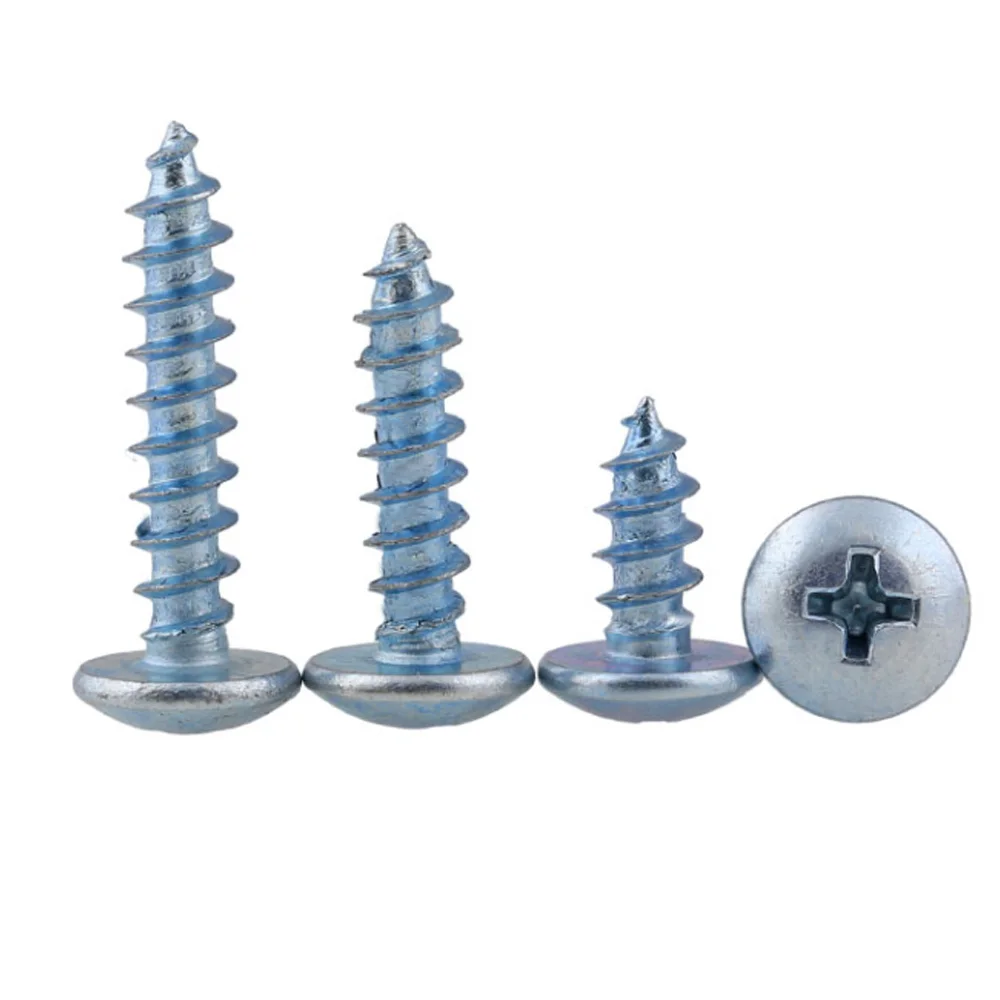 Truss Head Phillips Self-Tapping Screws Carbon Steel Blue Zinc Plating M3 M4 M5 M6 Large Flat Head Construction Assembly Parts