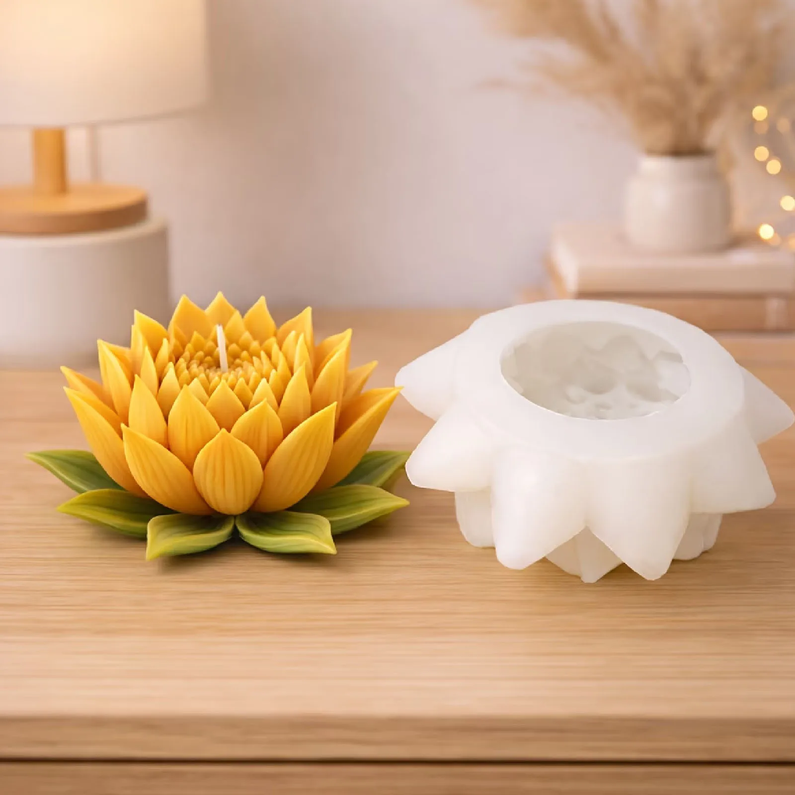 A charming water lily flower candle mold, featuring realistic petal design, delicate petals, and easy demolding. Perfect for art