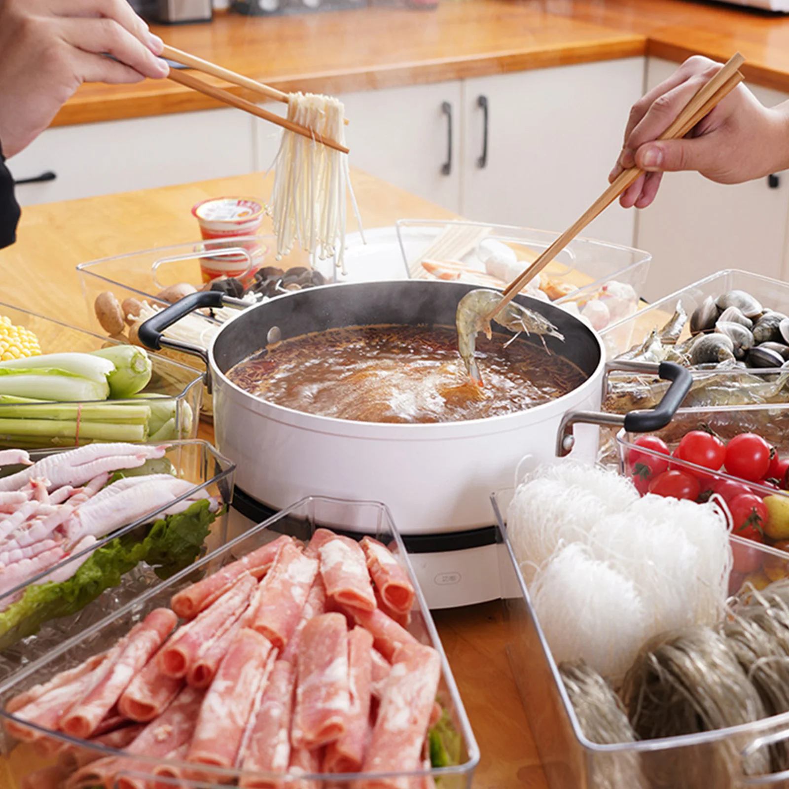 

Hot Pot Side Dish Tray PET Vegetable Platter Snack Holder Candy Storage Dry Fruit Pastry Dumpling Box Housewarming Gift