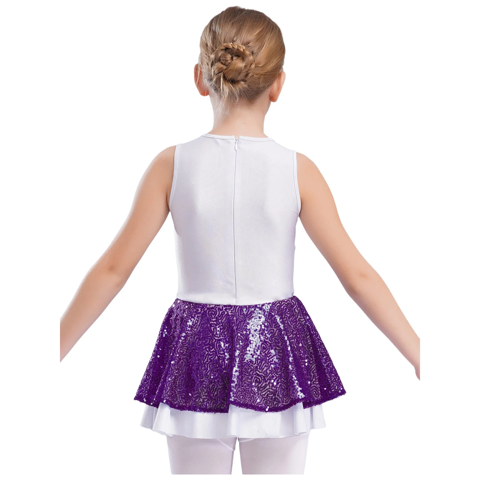 Crianças meninas lantejoulas brilhantes ballet moderno collant vestido cheerleader traje uniforme de líder de torcida vestido de desempenho do ensino médio
