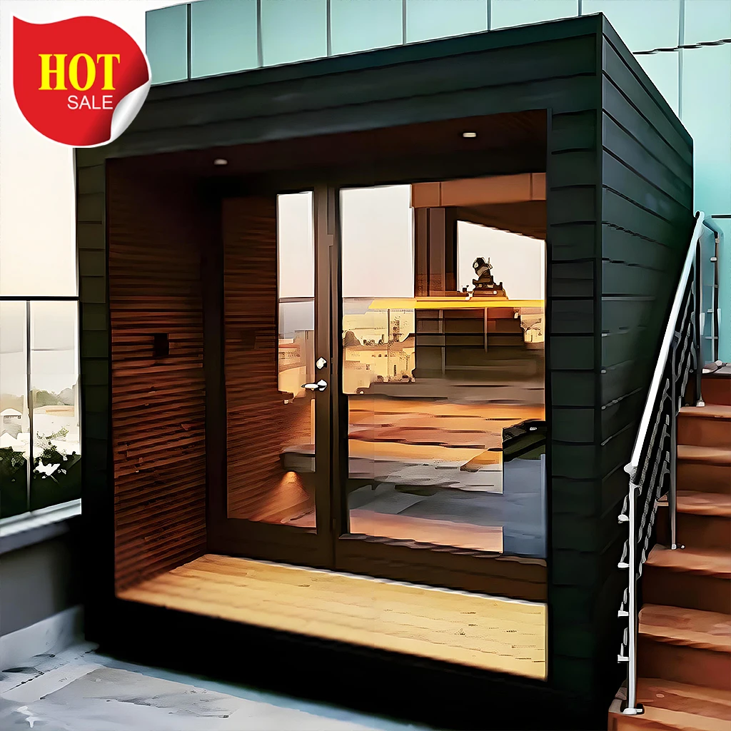 Outdoor SaunaSauna Manufacturer Luxury 4-6 Person Outdoor Traditional Sauna Dry Steam Function 220v Sauna With Shower view 5