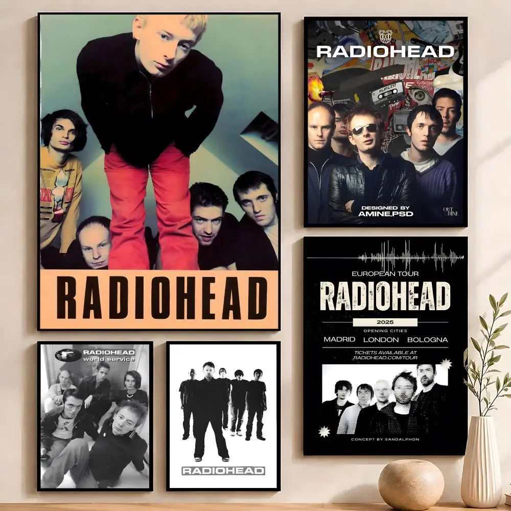 Band Radiohead Poster Self‑Adhesive Waterproof PP Poster Coffee House Bar Wall Art Sticker Room Home Decor