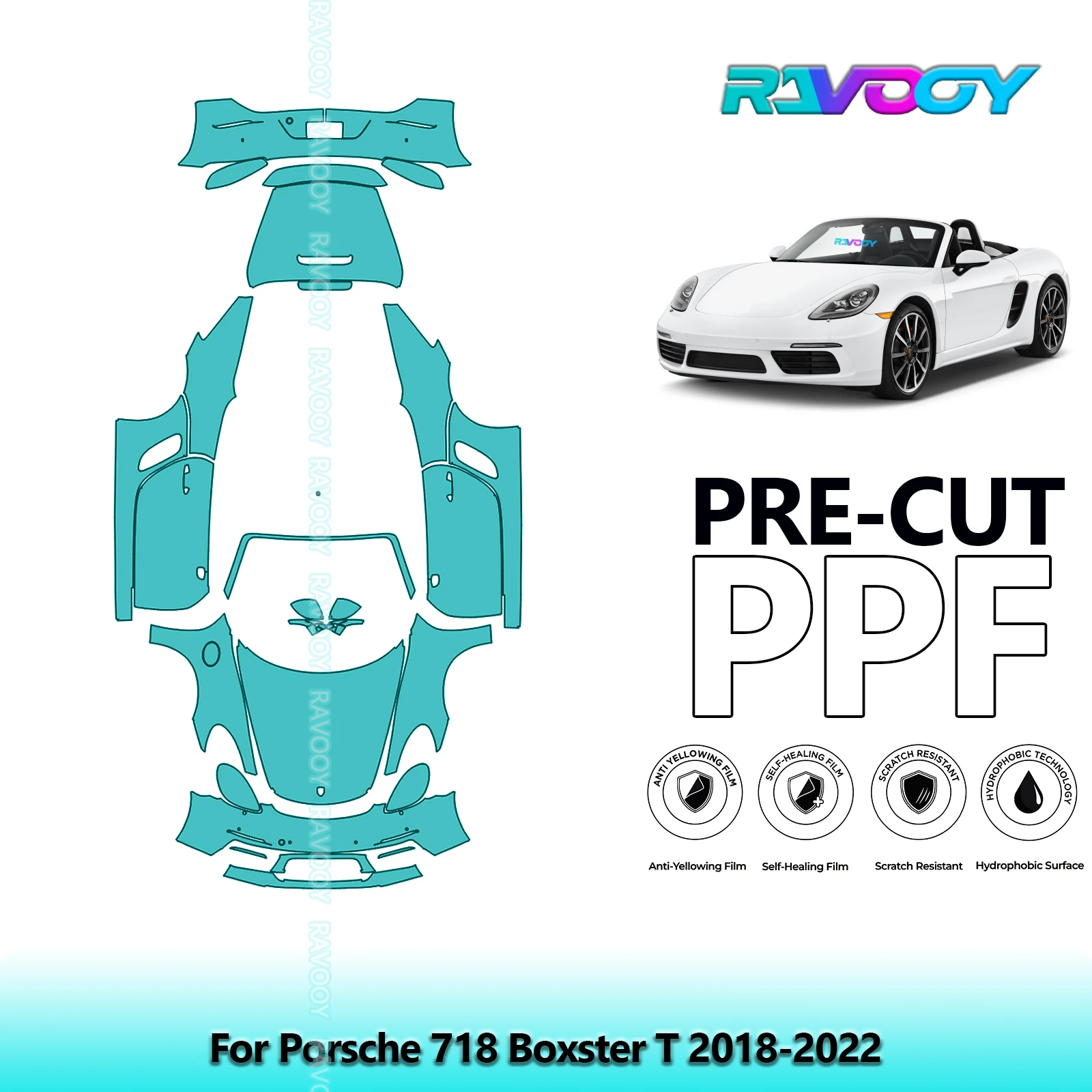 

8.5Mil Precut PPF Paint Protection Film Full Vehicle Clear Bra For Porsche 718 Boxster T 2018-2022