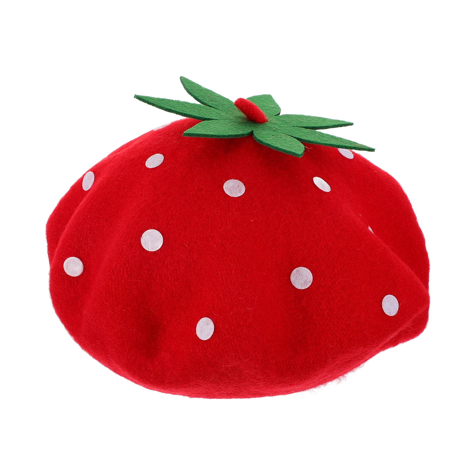 

1pcs Strawberry Beret Hat Girls Wool Blend Kids Fashionable Party Decorative Fruit Kawaii Beanie Berets