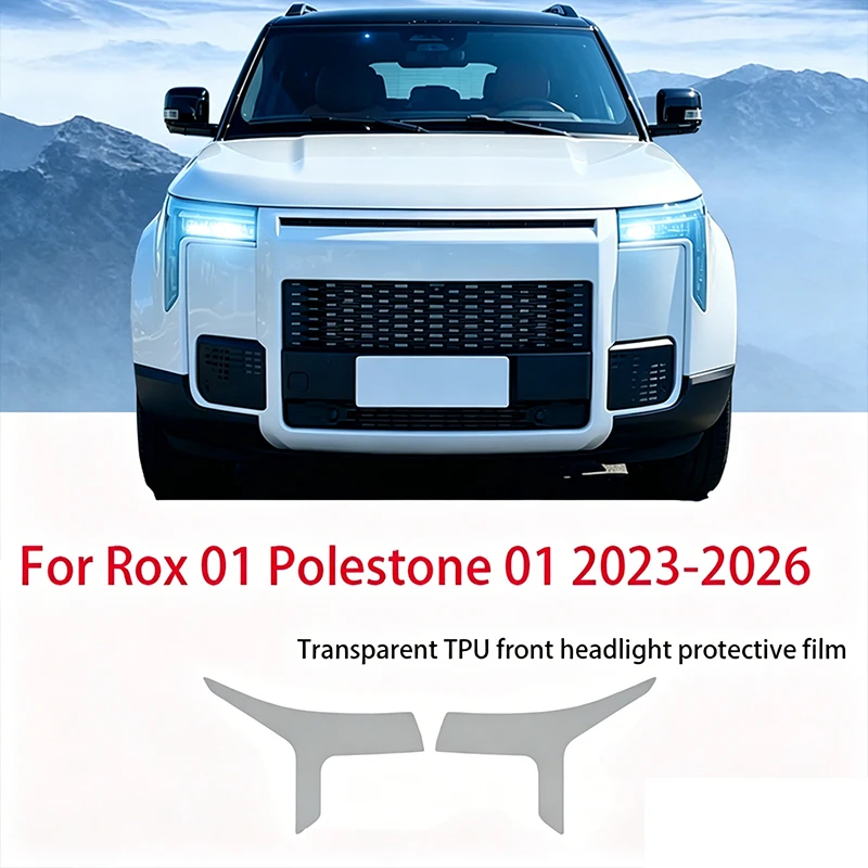 

Fit for Rox 01 Polestone 01 2023-2026 Transparent Smoked Black TPU Front Headlight Film Anti-Scratch Pre Cut Vinyl Protective De