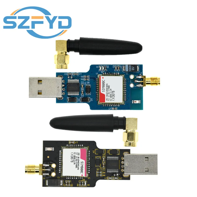 USB to GSM GPRS Module - Quad-Band SIM800/SIM800C, SMS Messaging, Bluetooth-compatible, with Antenna