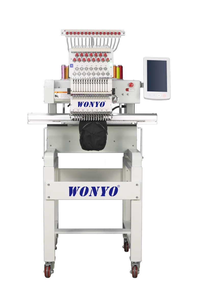Single Head 12 Needle Computerized Embroidery Machine for T-Shirts/Tubular/Flat Home Use Cap Embroidery Machine New Motor