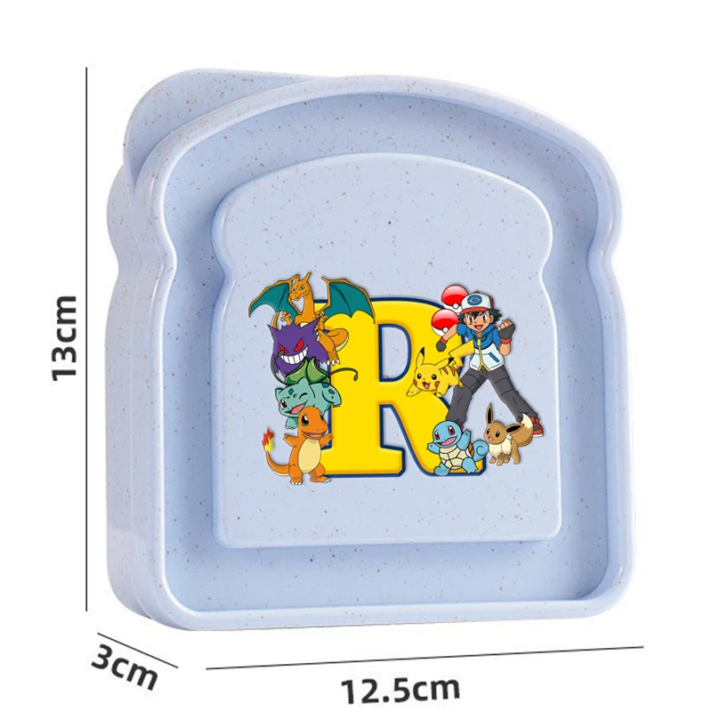 ポケモントースト型アニメプリントレターポータブルランチボックス蓋付きトーストパンサンドイッチボックスキッチンアウトドアピクニック弁当箱
