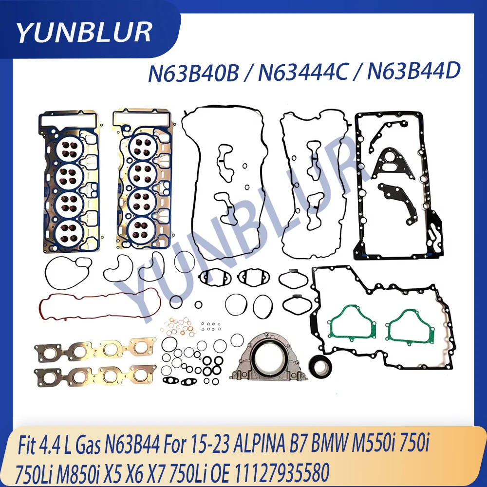 Engine Parts Full Gasket Set Fit 4.4 L Gas N63B44 For 15-23 ALPINA B7 BMW M550i 750i 750Li M850i X5 X6 X7 750Li OE 11127935580