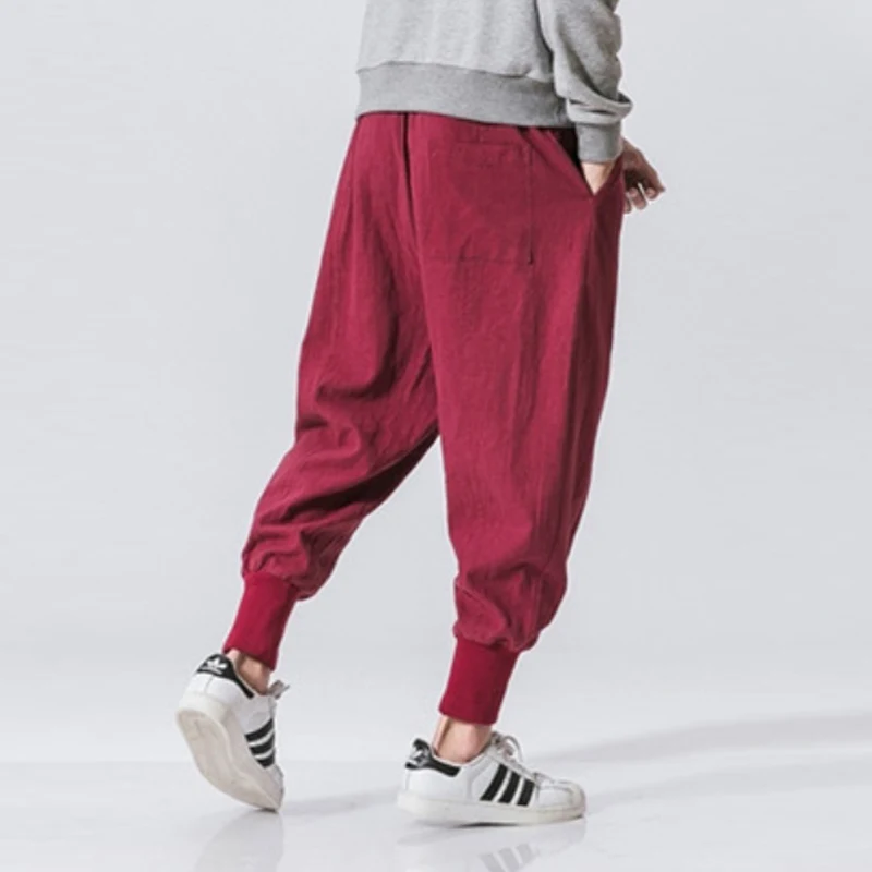 Men\'s Black Red Pants Hip Hop Streetwear Fashion Jogger Harem Trousers Man Casual Sweatpants Male Pants Big Size 5XL