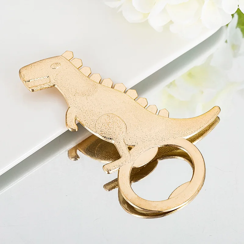 

50pcs Gold Dinosaur beer bottle opener Wedding Party gift Baby birthday favors with retail box