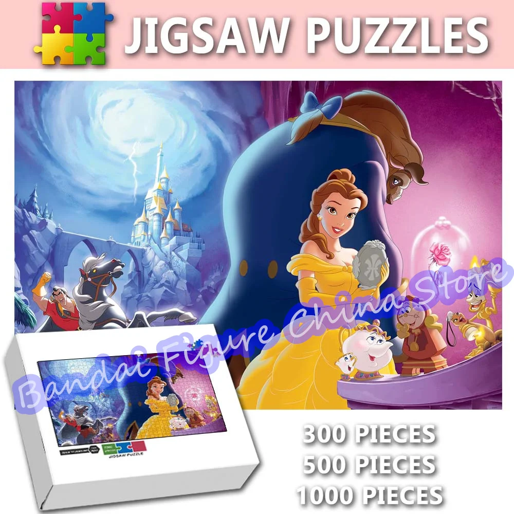 

Disney Princess Belle Jigsaw Puzzles 300/500/1000 Pieces Beauty and The Beast Cartoon Print Puzzle for Kids Decompress Toys