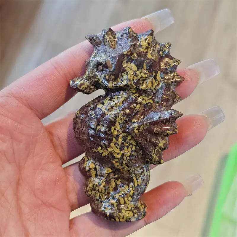 

8 см натуральный низи кварцевый камень морской конек резьба энергетический драгоценный камень рейки исцеление украшение дома праздничный подарок коллекция 1 шт.