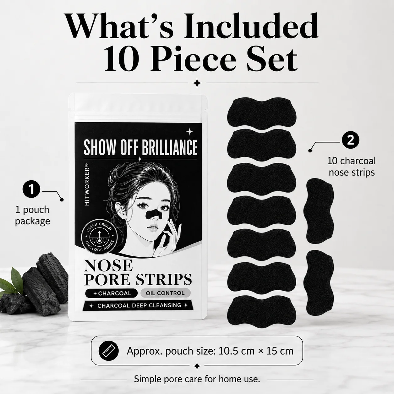 10Pcs Blackhead Removal Nose Strips, Deep Clean Shrink Pores Nose Patches Suitable for Men & Women