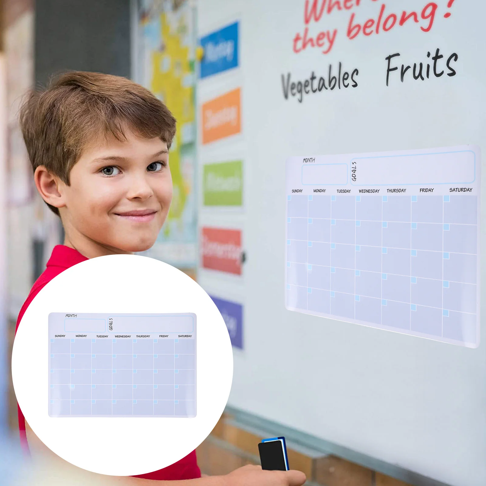 ملصق خطة مغناطيسية قابل للمسح لوحة جدول شهرية أسبوعية للثلاجة وملاحظة رسالة ومنظم تقويم الثلاجة