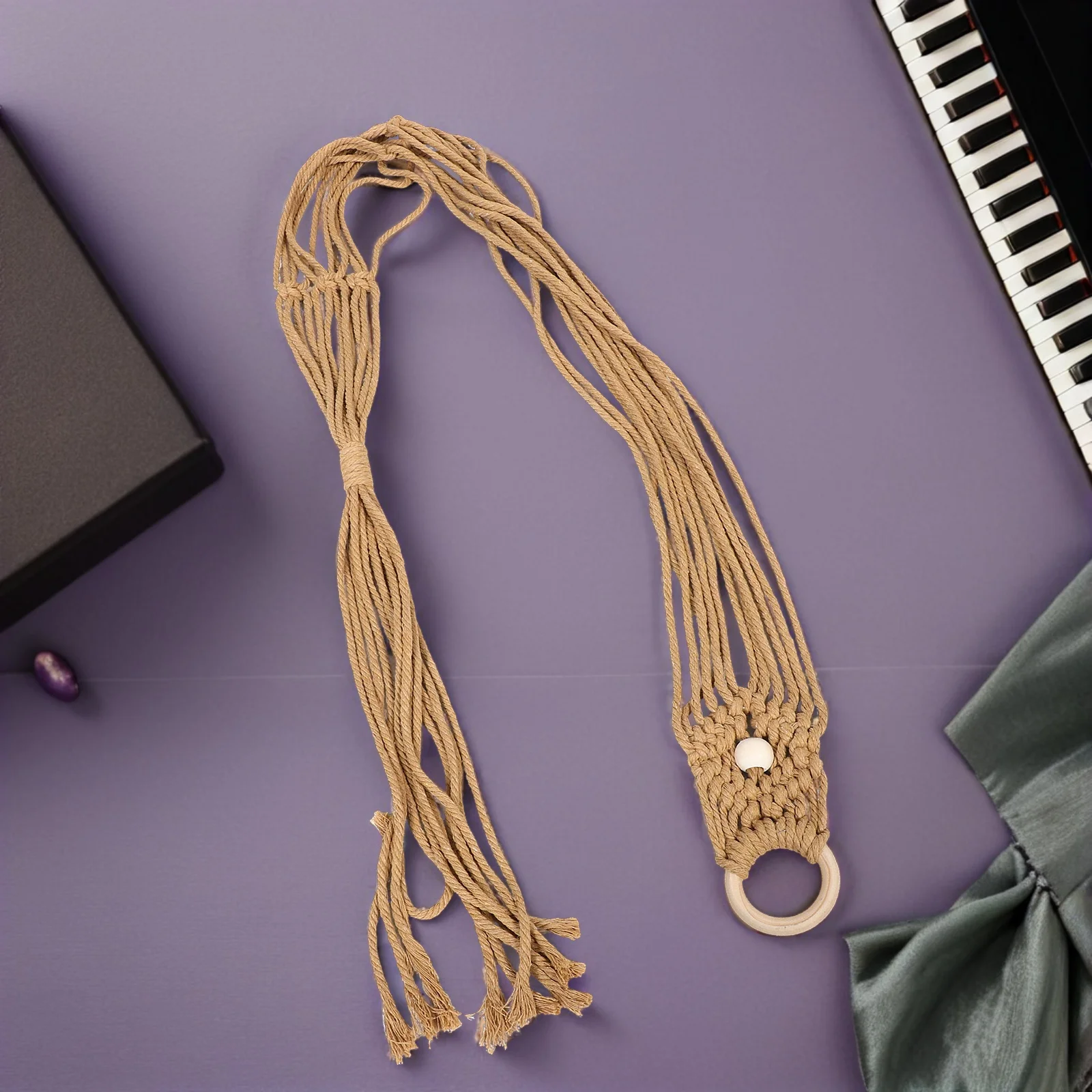 

Hangers Guitar Wall Hanging Decoration Decorative Display Coat Accessories Room Brown Cotton Rope Flower Pot Holder