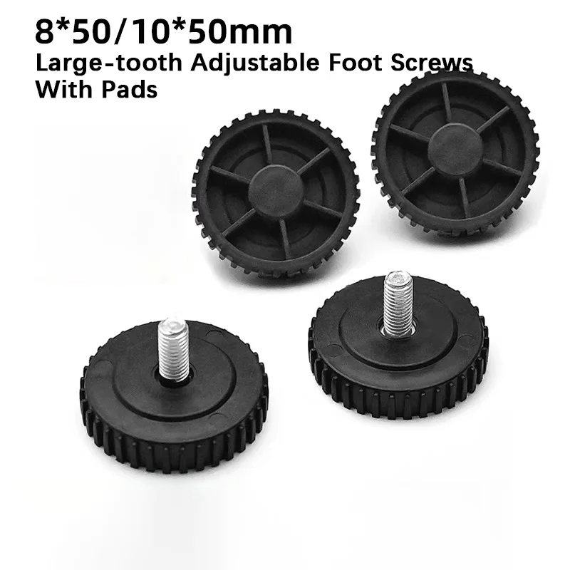 2-50pcs M8/M10x50mm Bell Flanged Adjustable Leveling Feet Rubber Machine Feet Shock Absorber Pads with Screw Studs
