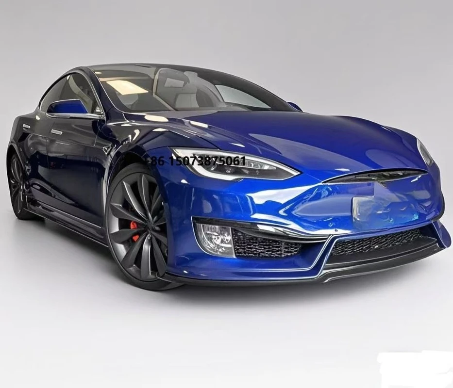 For  Model S PD Style Body Kit Model S Upgrade PD Style Fiberglass Front Car Bumper Carbon Fiber Rear Spoiler Bodykit