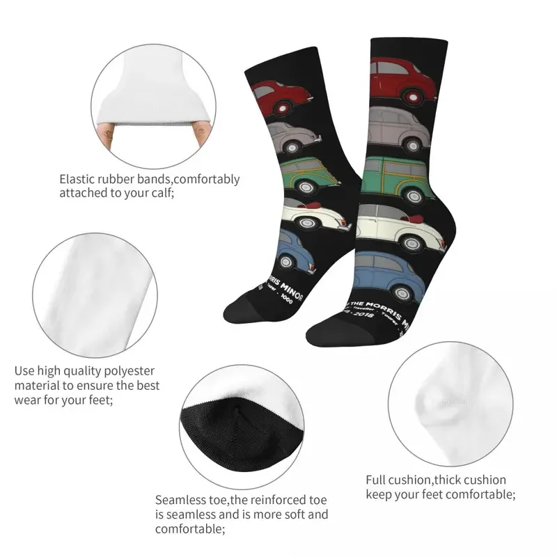 Winter Warm Crazy Design Women Men Morris Minor 70th Anniversary Car Socks Classic Collection Non-slip Basketball Socks