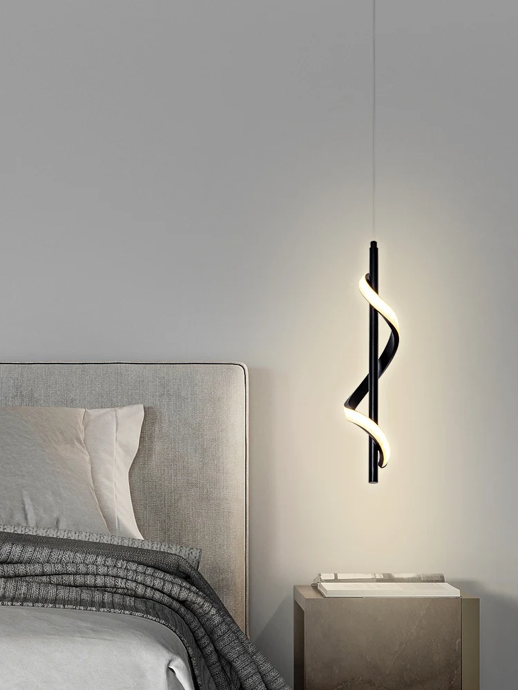 Bedside chandelier, modern minimalist bedroom lamp, study bar, minimalist long line, light luxury dining room