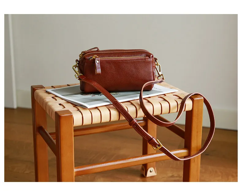 PNDME lässige Vintage-Umhängetasche aus Rindsleder, erste Schicht, Damenhandtasche, modisches Design, handgefertigt, echtes Leder, Damen-Crossbody-Tasche. – Detail 6