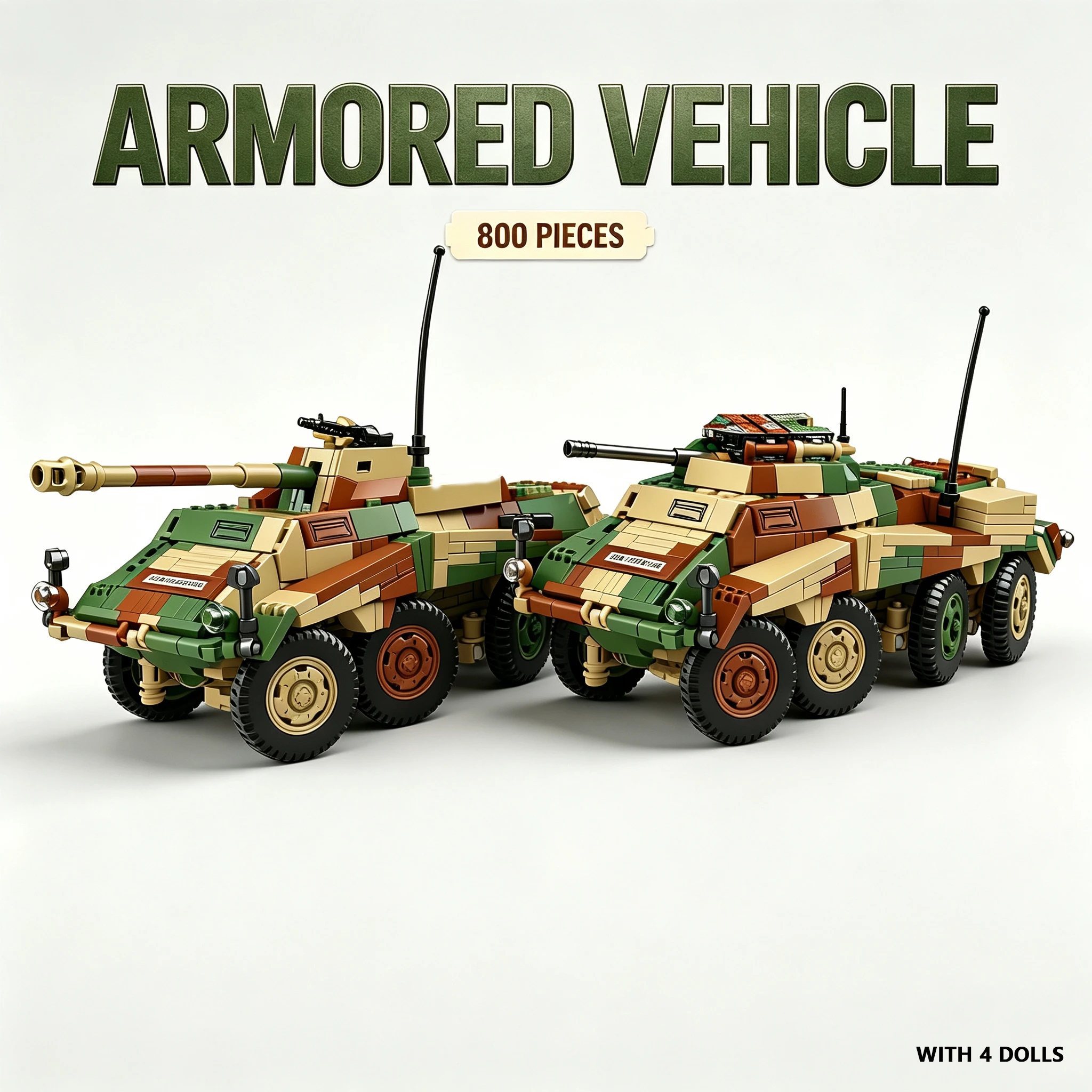 800PCS+ Army Heavy Armored Vehicle Assembly Toy Building Set, Table Decoration for Military Enthusiasts' Collection Items