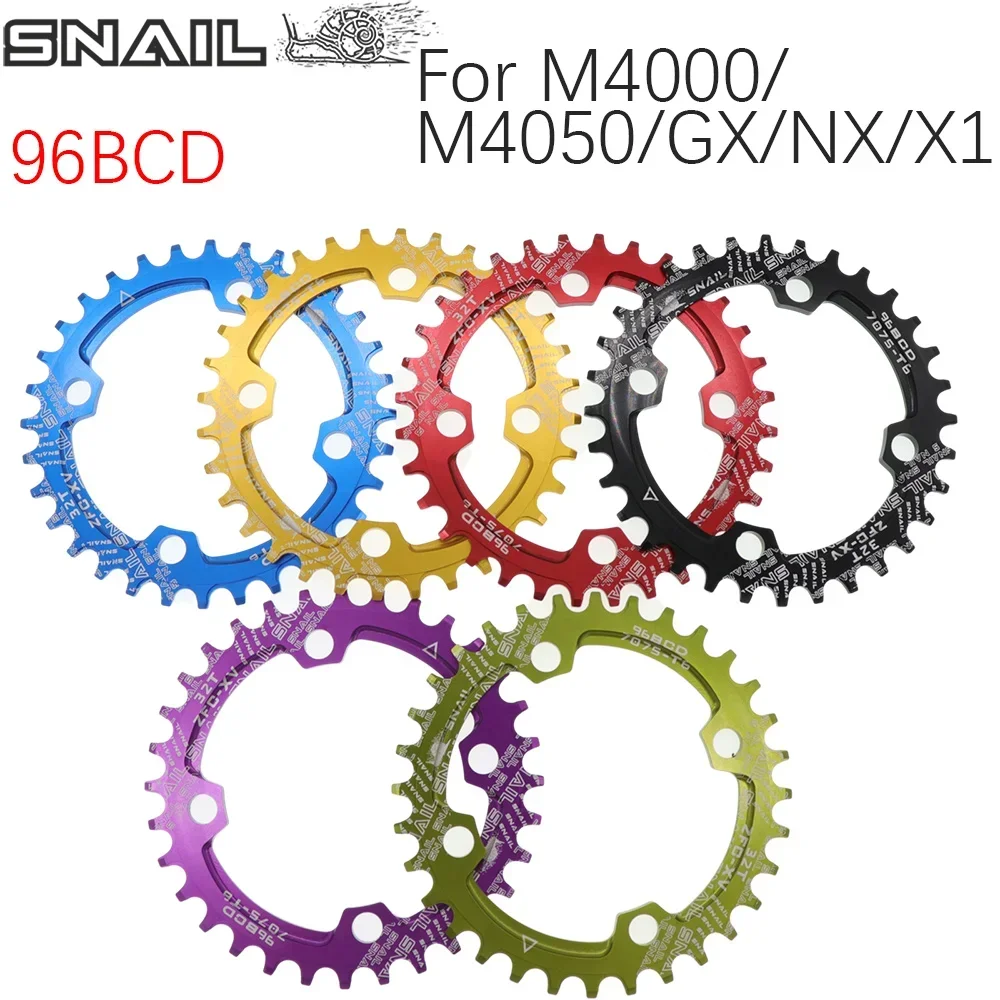 SNAIL Round Chainring Symmetrical 96BCD 30T 32T 34T 36T 38T Ultralight Chainwheel MTB Mountain 96 BCD for M4050 M4000 NX GX X1