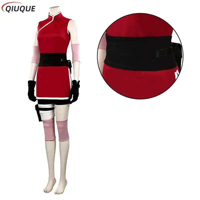 Kostium Cosplay Haruno Sakura 2025 Peruka Damska Dziewczęca Spódnica Strój Ninja Anime Halloween Karnawał ★ ★ ★ hh
