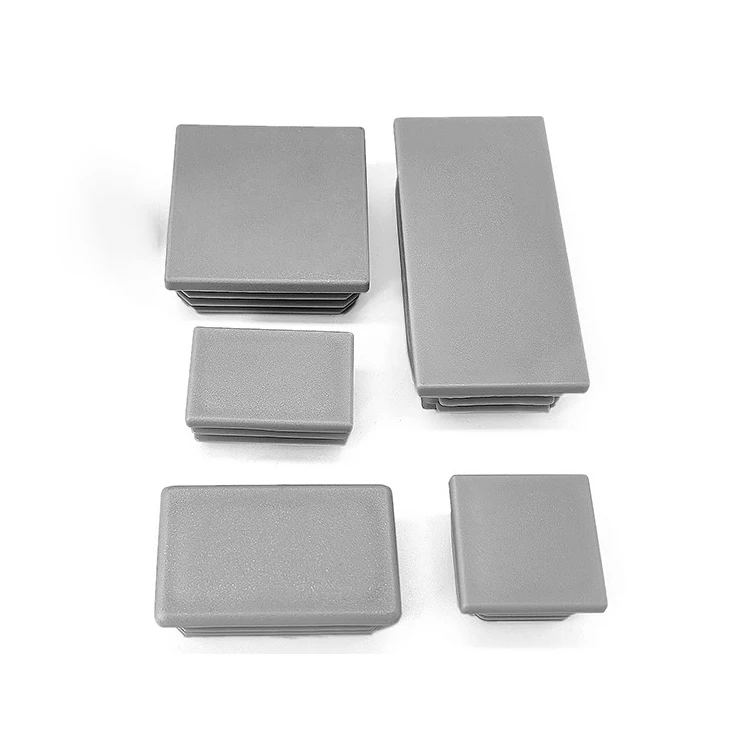 Grey Plastic Blanking End Caps Square Steel Tube Pipe Inserts Plug Anti Skid Furniture Leg Caps Floor Protection Anti-slip